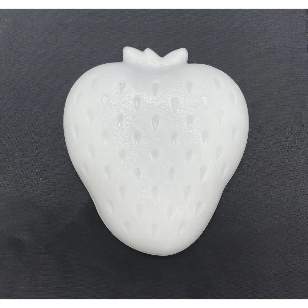 Milk Glass Strawberry Shaped Candy/Trinket Dish 1950's Hazel Atlas